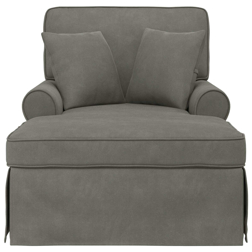 Chaise Lounge mit Rock mit Kissen 3 pcs Hellgrau Cordstoff