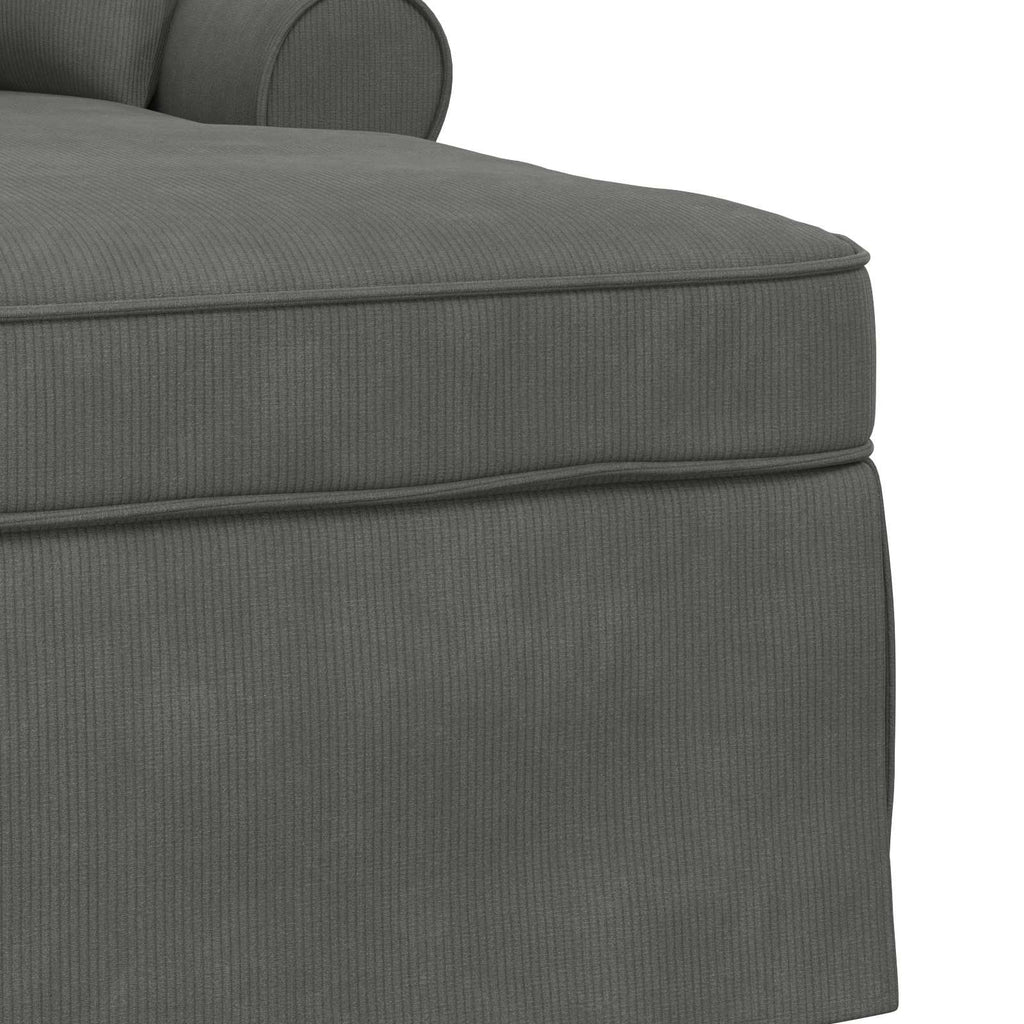 Chaise Lounge mit Rock mit Kissen 3 pcs Dunkelgrau Cordstoff
