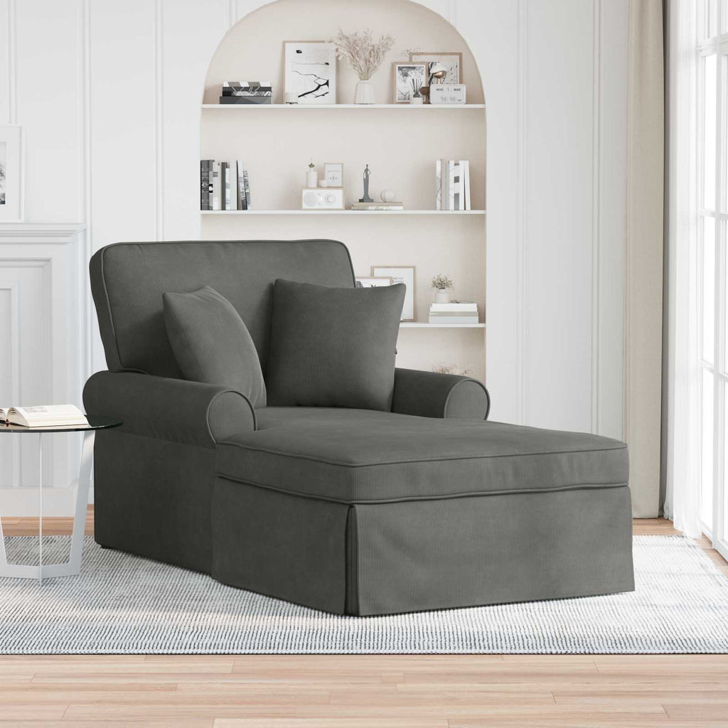 Chaise Lounge mit Rock mit Kissen 3 pcs Dunkelgrau Cordstoff