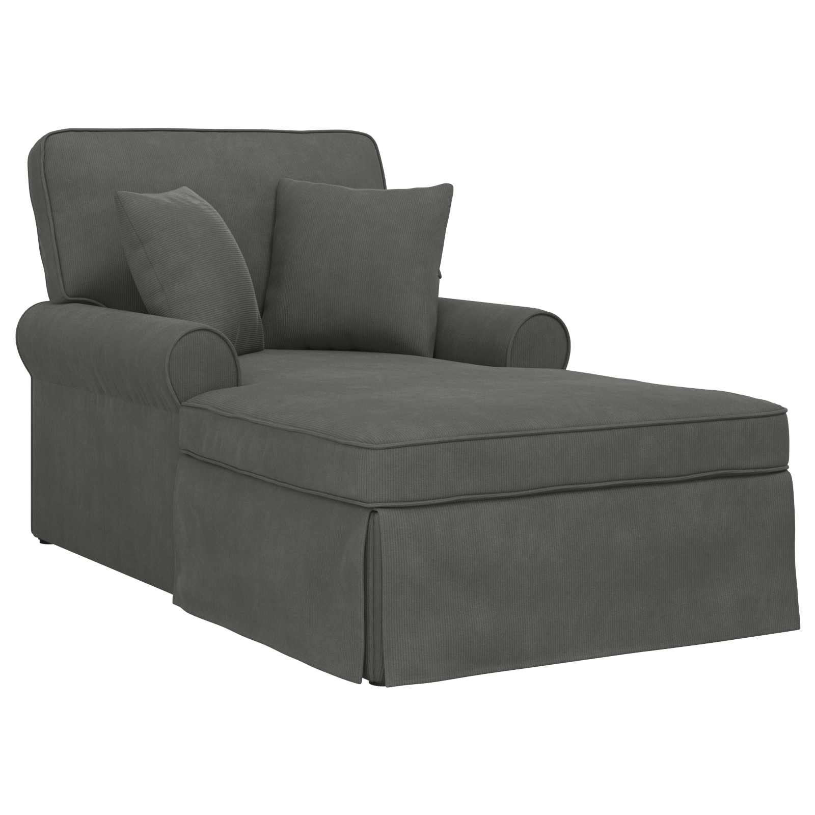Chaise Lounge mit Rock mit Kissen 3 pcs Dunkelgrau Cordstoff