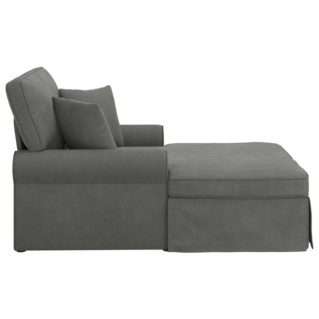 Chaise Lounge mit Rock mit Kissen 3 pcs Dunkelgrau Cordstoff