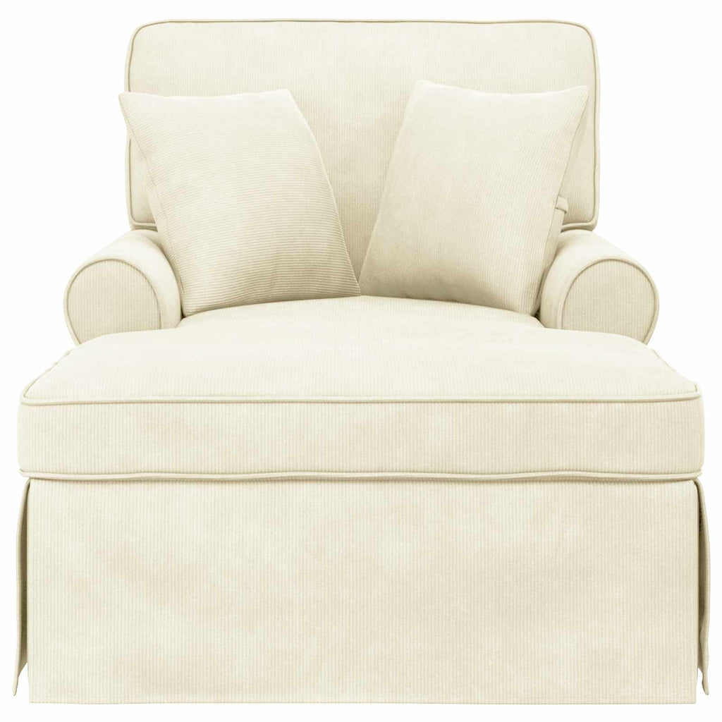 Chaise Lounge mit Rock mit Kissen 3 pcs Creme Cordstoff