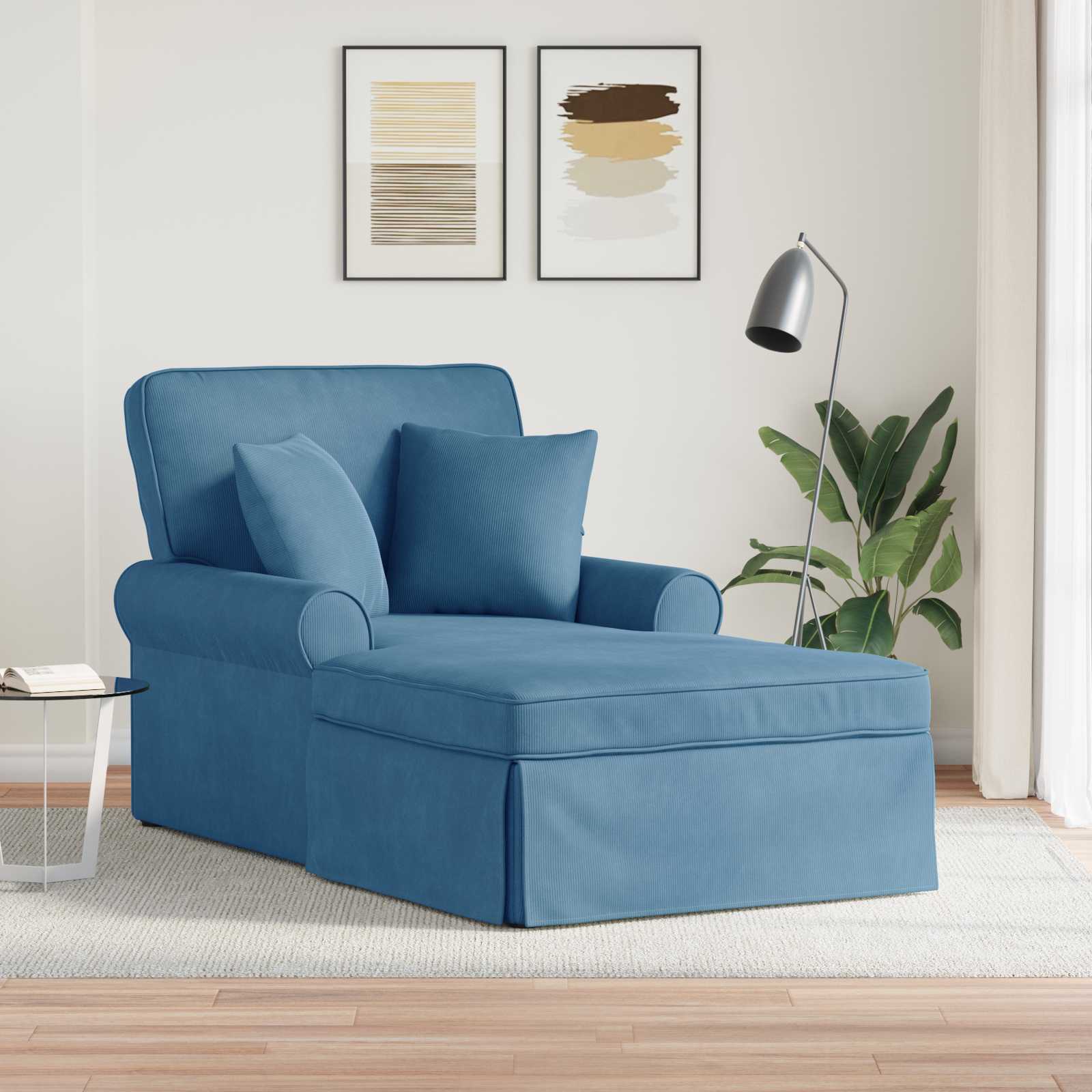 Chaise Lounge mit Rock mit Kissen 3 pcs Blau Cordstoff