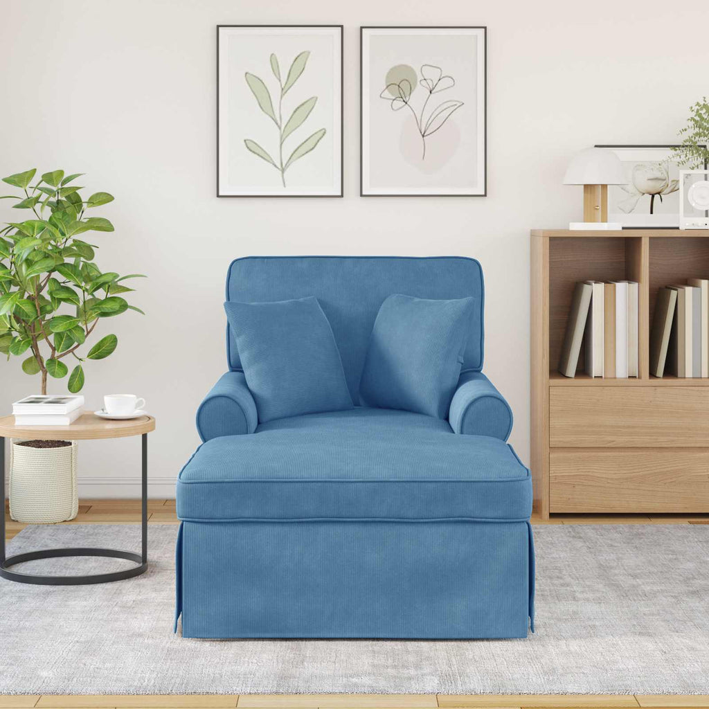 Chaise Lounge mit Rock mit Kissen 3 pcs Blau Cordstoff