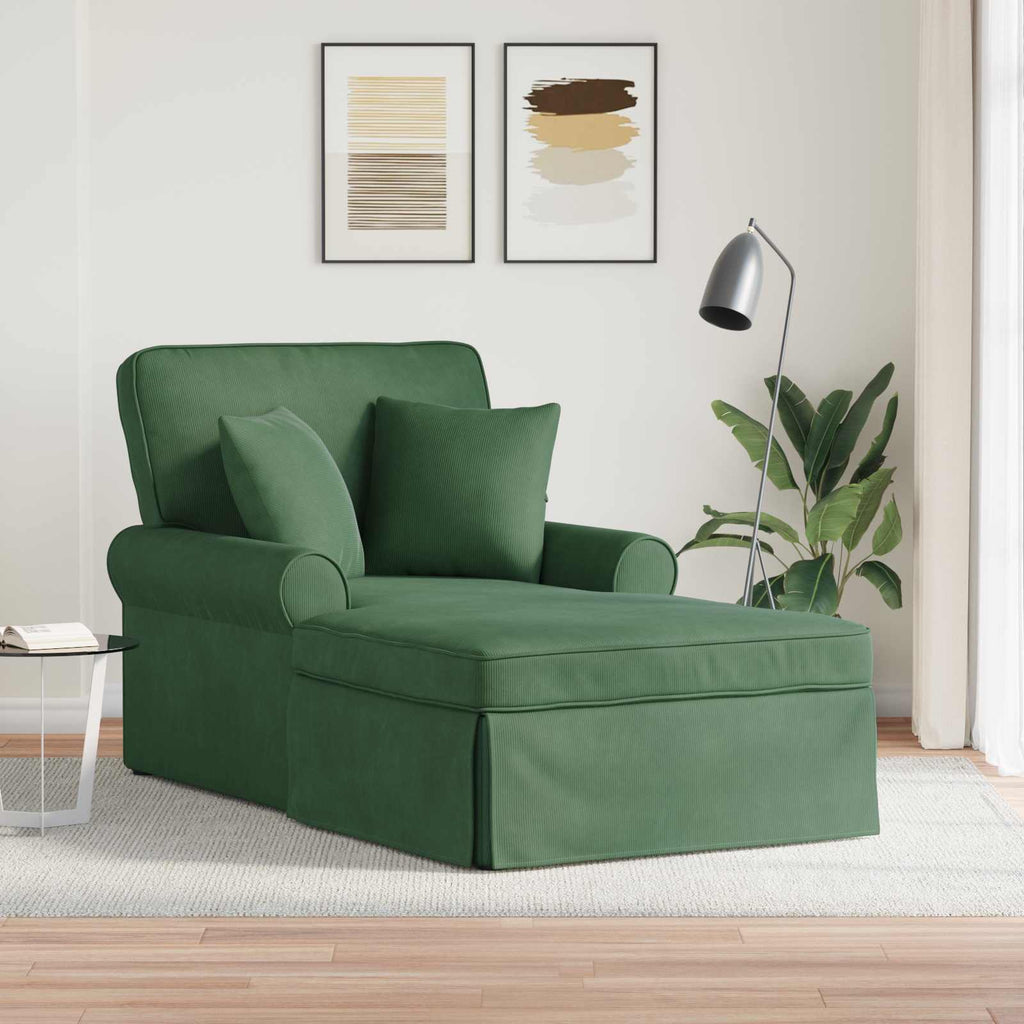 Chaise Lounge mit Rock mit Kissen 3 pcs Dschungelgrün Cordstoff