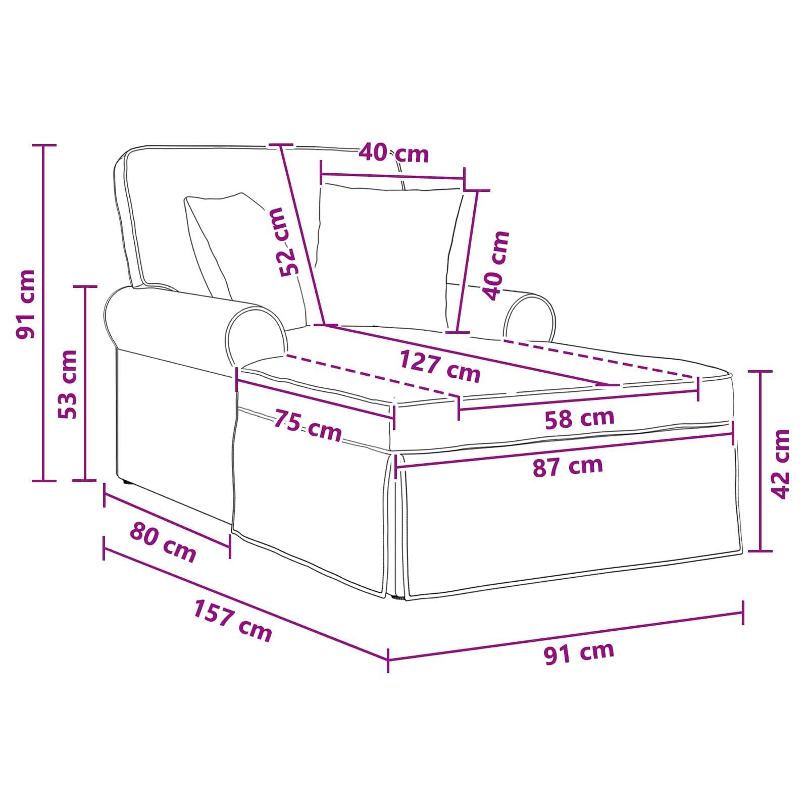 Chaise Lounge mit Rock mit Kissen Sand 157 x 91 x 91 cm ARES