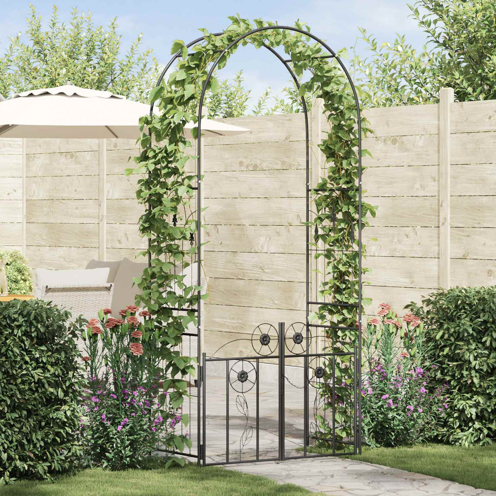 Gartenbogen mit Schloss Schwarz 102 x 50 x 218 cm