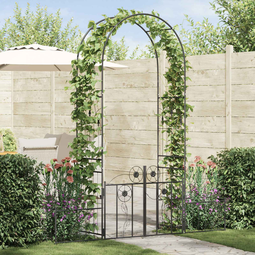Gartenbogen mit Schloss Schwarz 203 x 50 x 218 cm
