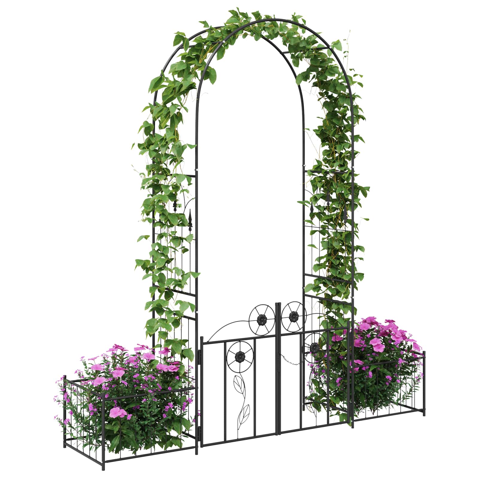 Gartenbogen mit Schloss Schwarz 203 x 50 x 218 cm