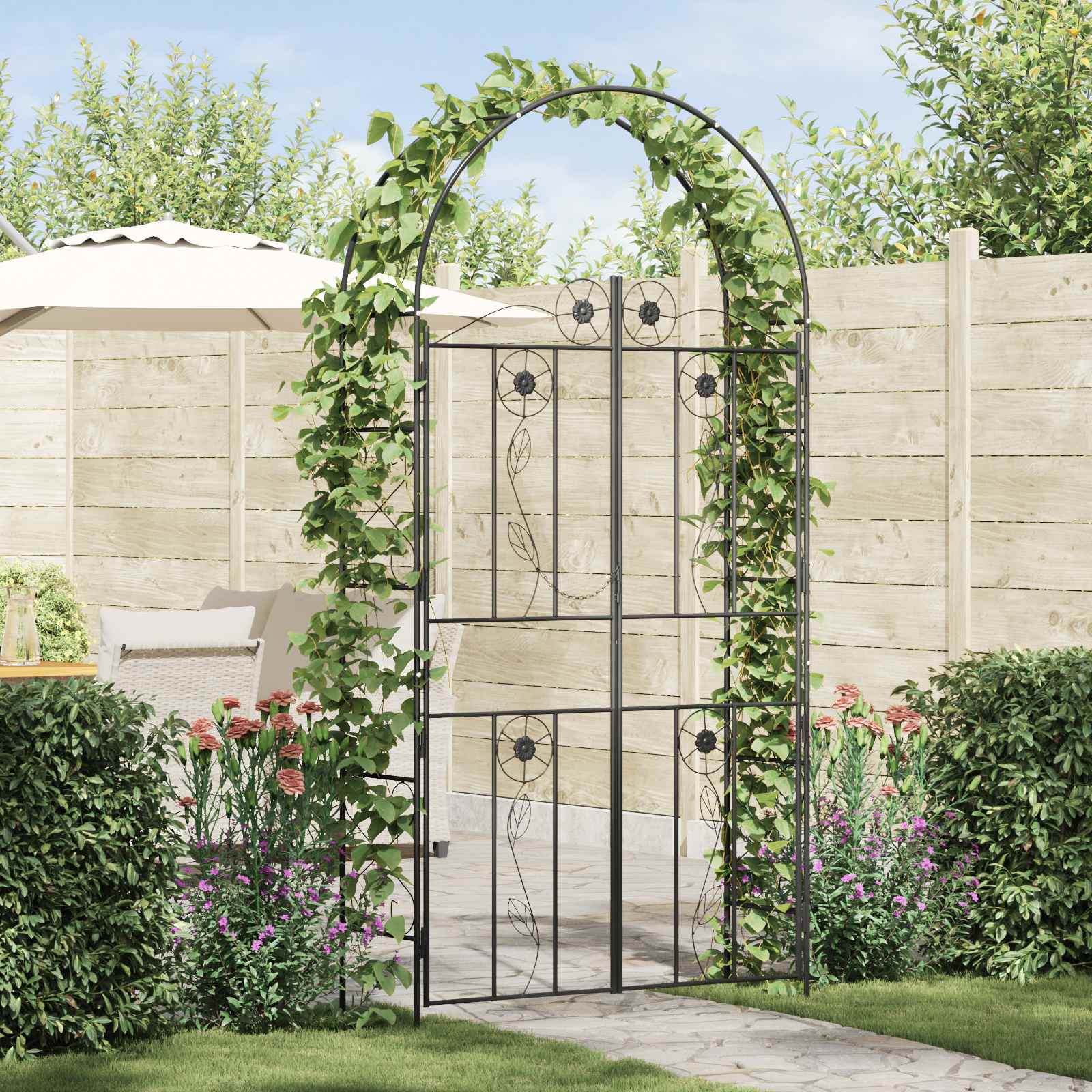 Gartenbogen Uni Schwarz 115 x 37 x 226 cm
