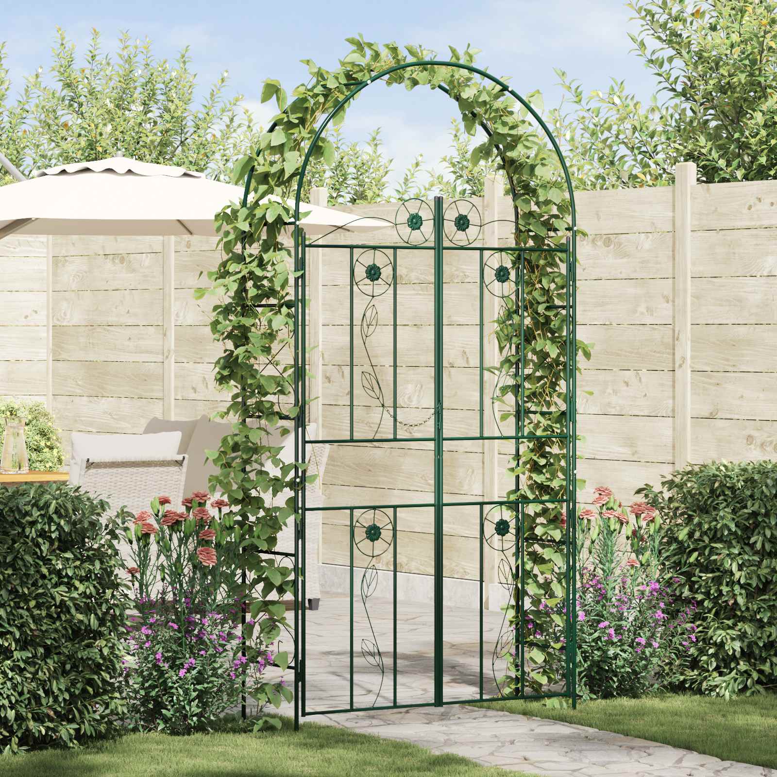 Gartenbogen Uni Grün 115 x 37 x 226 cm