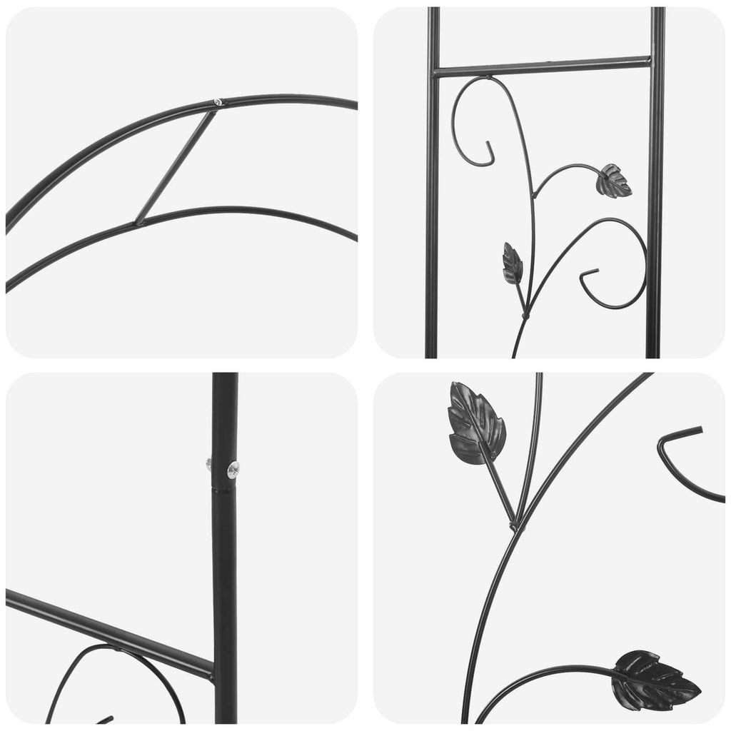 Gartenbogen Floral Schwarz 115 x 37 x 231 cm