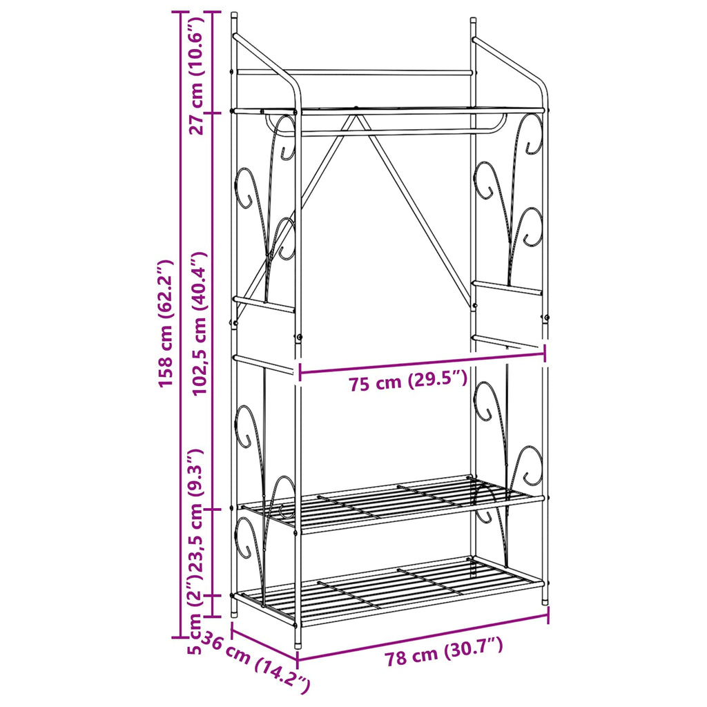 Offener Kleiderschrank Uni 78 x 36 x 158 cm