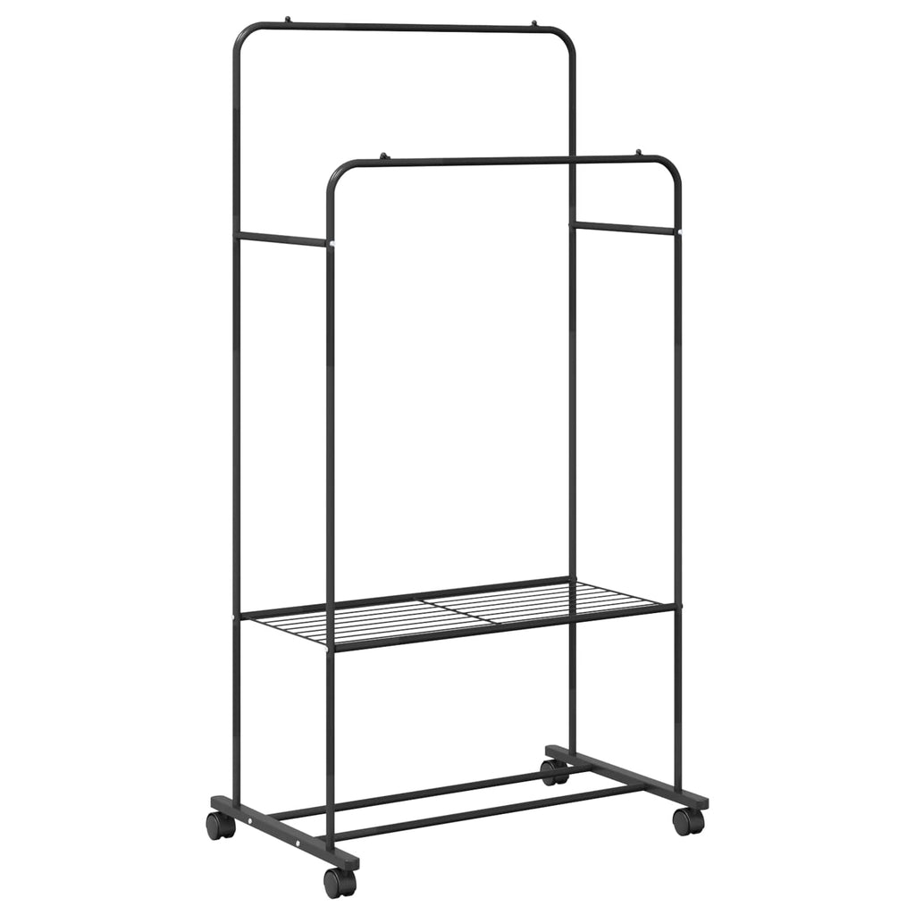 Kleiderständer mit Regal Mit Rad Schwarz 80 x 53 x 156 cm