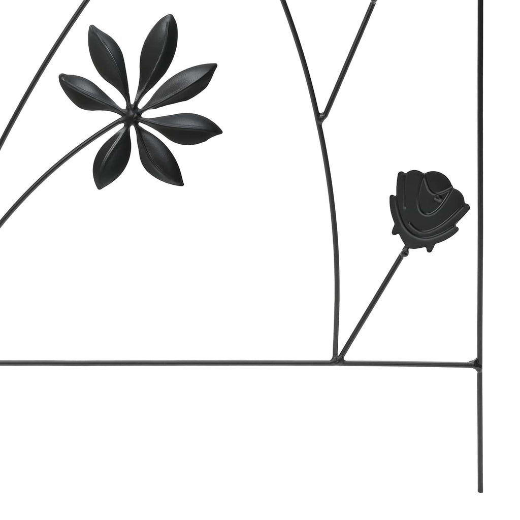 Gartenzaun mit Schloss 3 pcs Schwarz 112 x 39,5 cm Stahl
