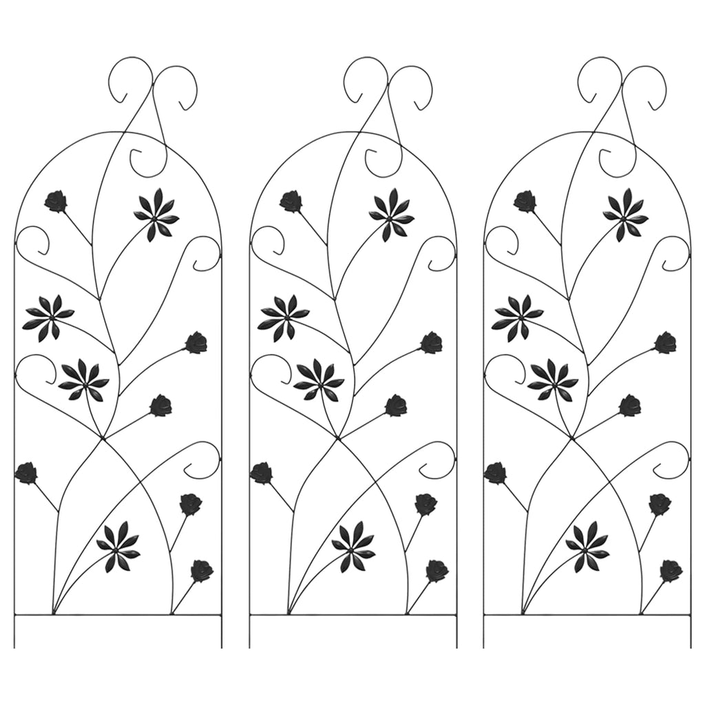 Gartenzaun mit Schloss 3 pcs Schwarz 112 x 39,5 cm Stahl