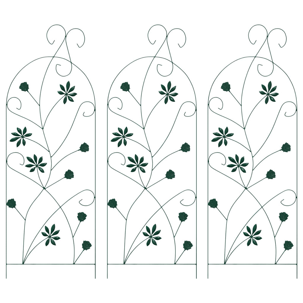 Gartenzaun 3 pcs Grün 112 x 39,5 cm Stahl