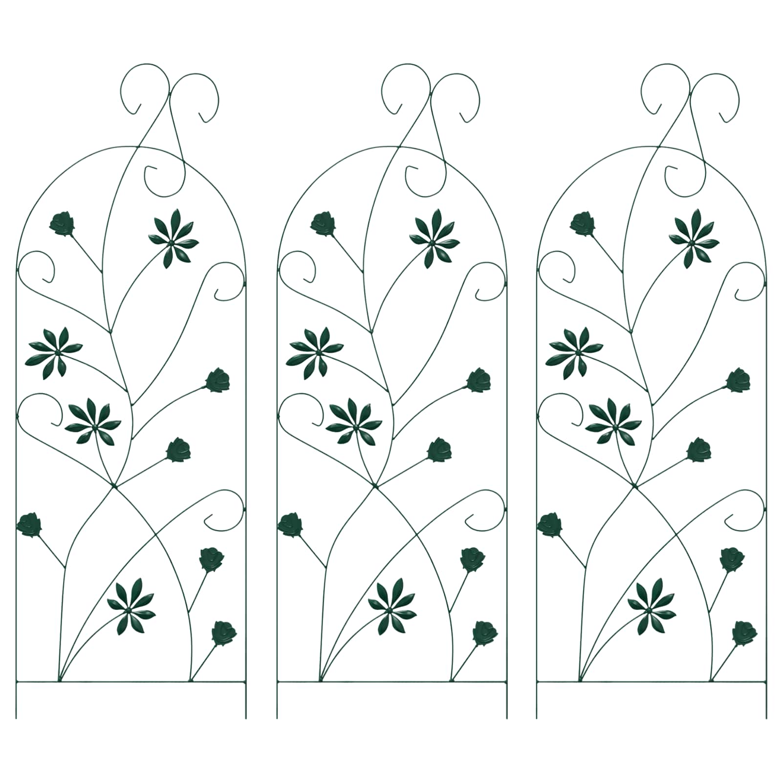 Gartenzaun 3 pcs Grün 112 x 39,5 cm Stahl