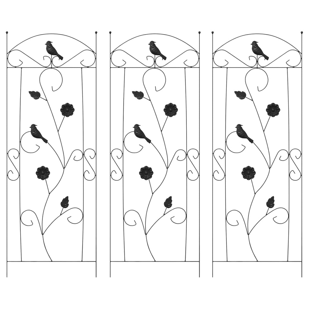 Gartenzaun 3 pcs Schwarz 110 x 40 cm Stahl