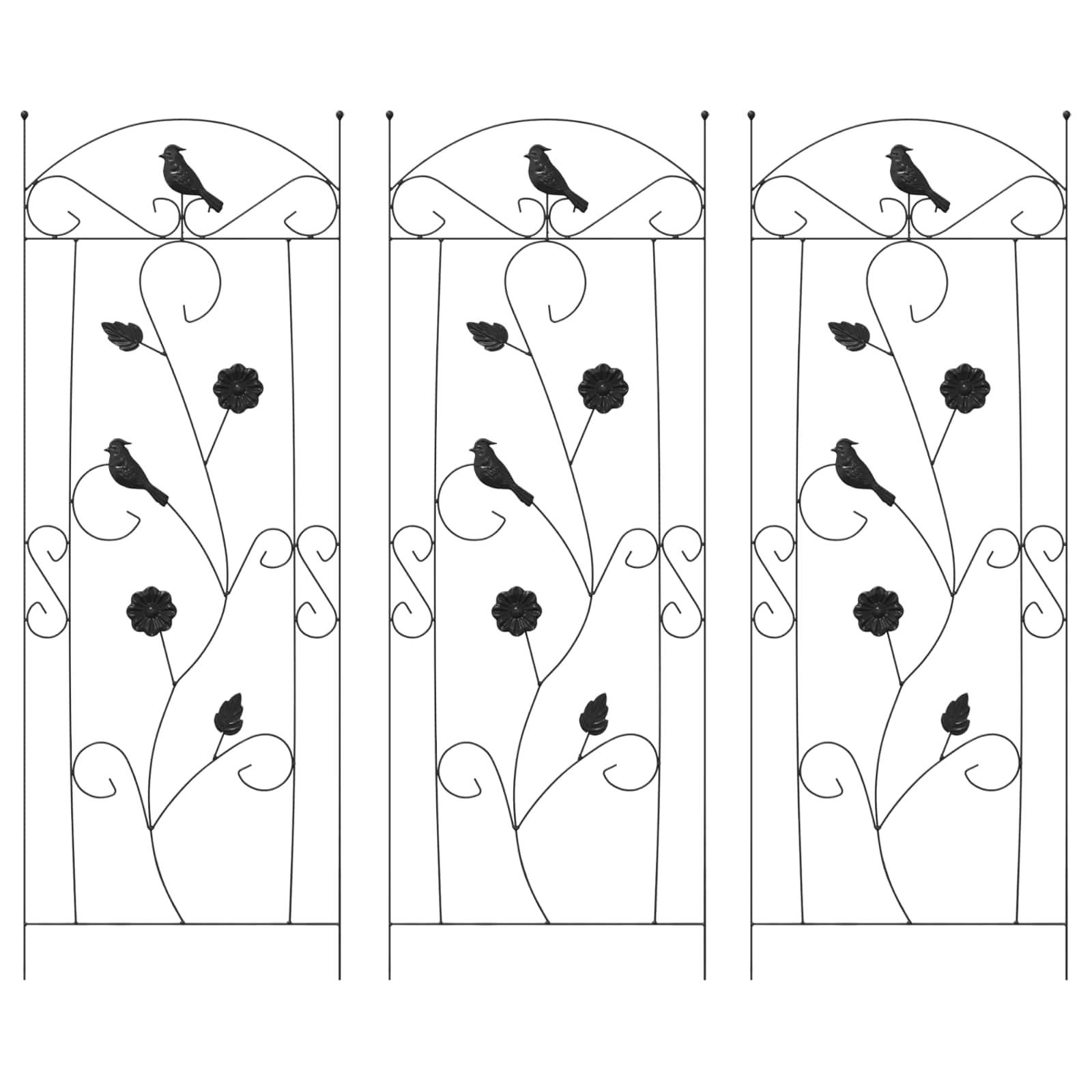 Gartenzaun 3 pcs Schwarz 110 x 40 cm Stahl