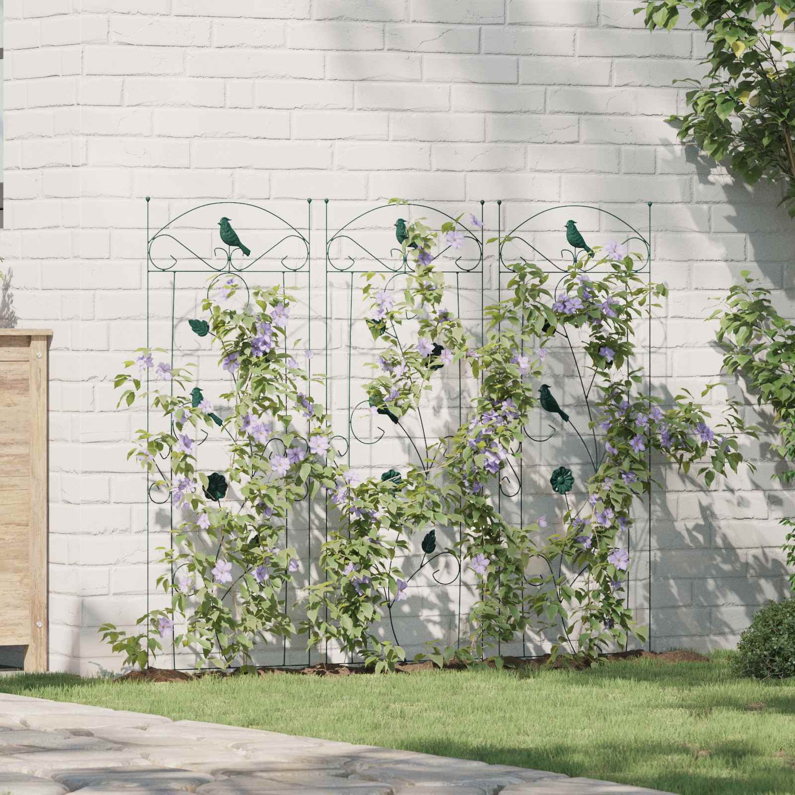 Gartenzaun 3 pcs Grün 110 x 40 cm Stahl