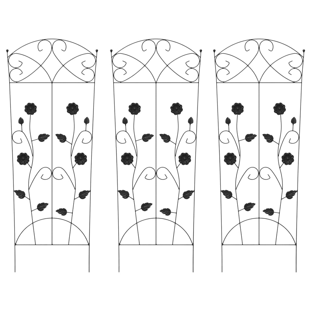 Gartenzaun 3 pcs Schwarz 110,5 x 42,5 cm Stahl