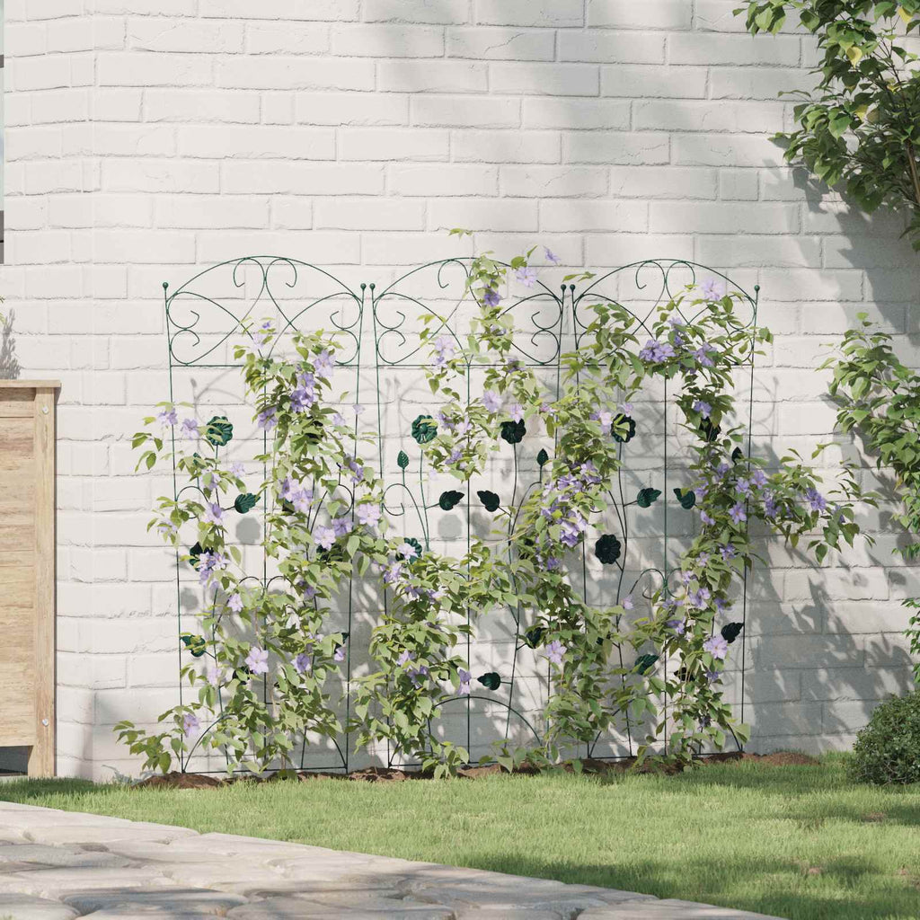 Gartenzaun 3 pcs Grün 110,5 x 42,5 cm Stahl
