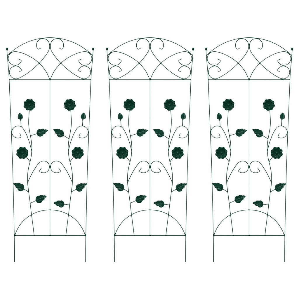 Gartenzaun 3 pcs Grün 110,5 x 42,5 cm Stahl