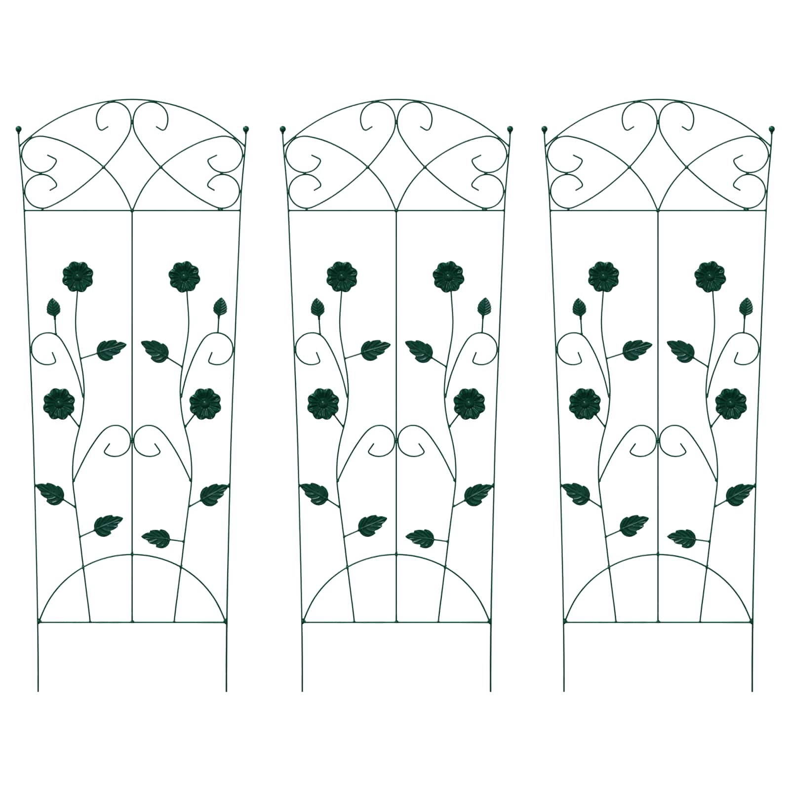 Gartenzaun 3 pcs Grün 110,5 x 42,5 cm Stahl
