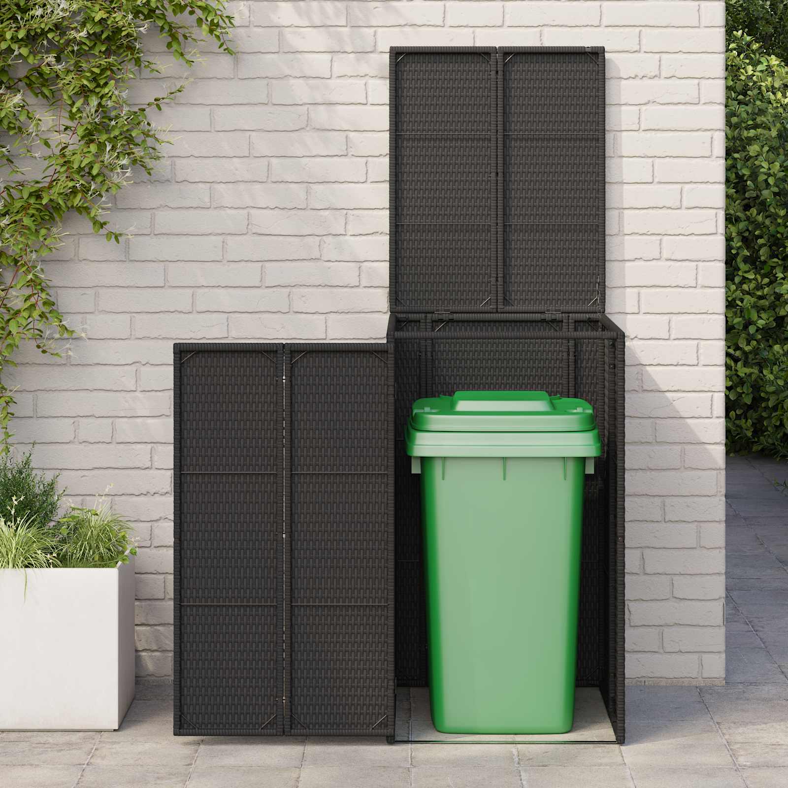 Mülltonnenbox Schwarz 65 x 80 x 115 cm Polyethylen