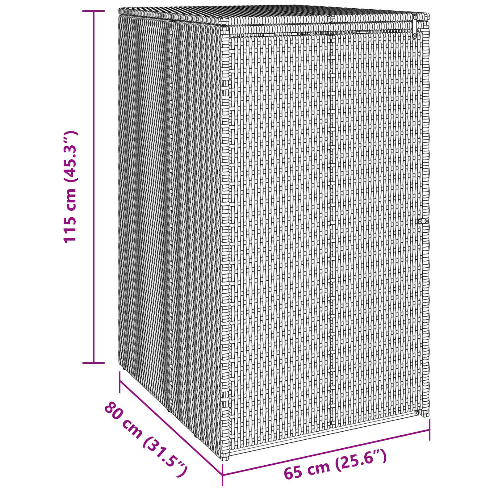 Mülltonnenbox Schwarz 65 x 80 x 115 cm Polyethylen