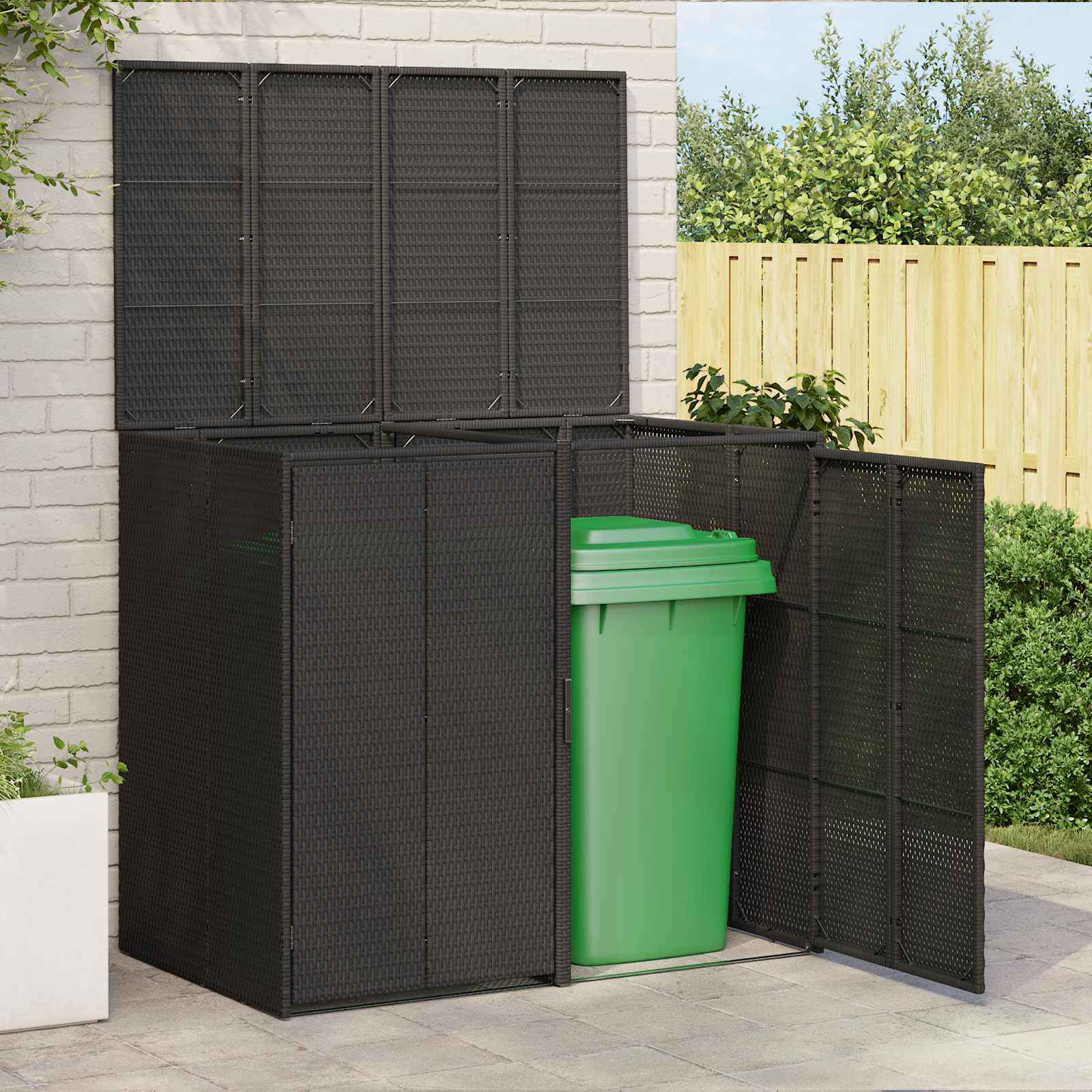 Mülltonnenbox 2 pcs Schwarz 130 x 80 x 115 cm Polyethylen