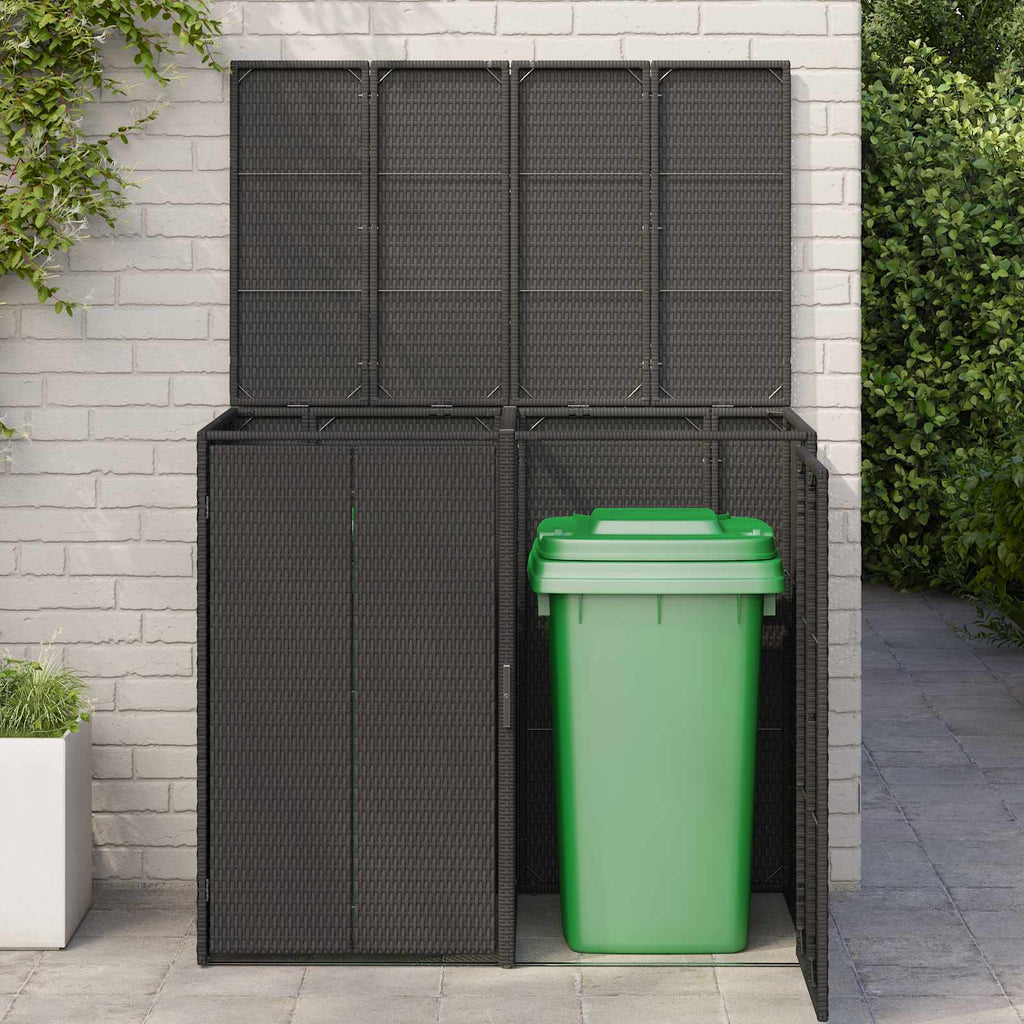 Mülltonnenbox 2 pcs Schwarz 130 x 80 x 115 cm Polyethylen