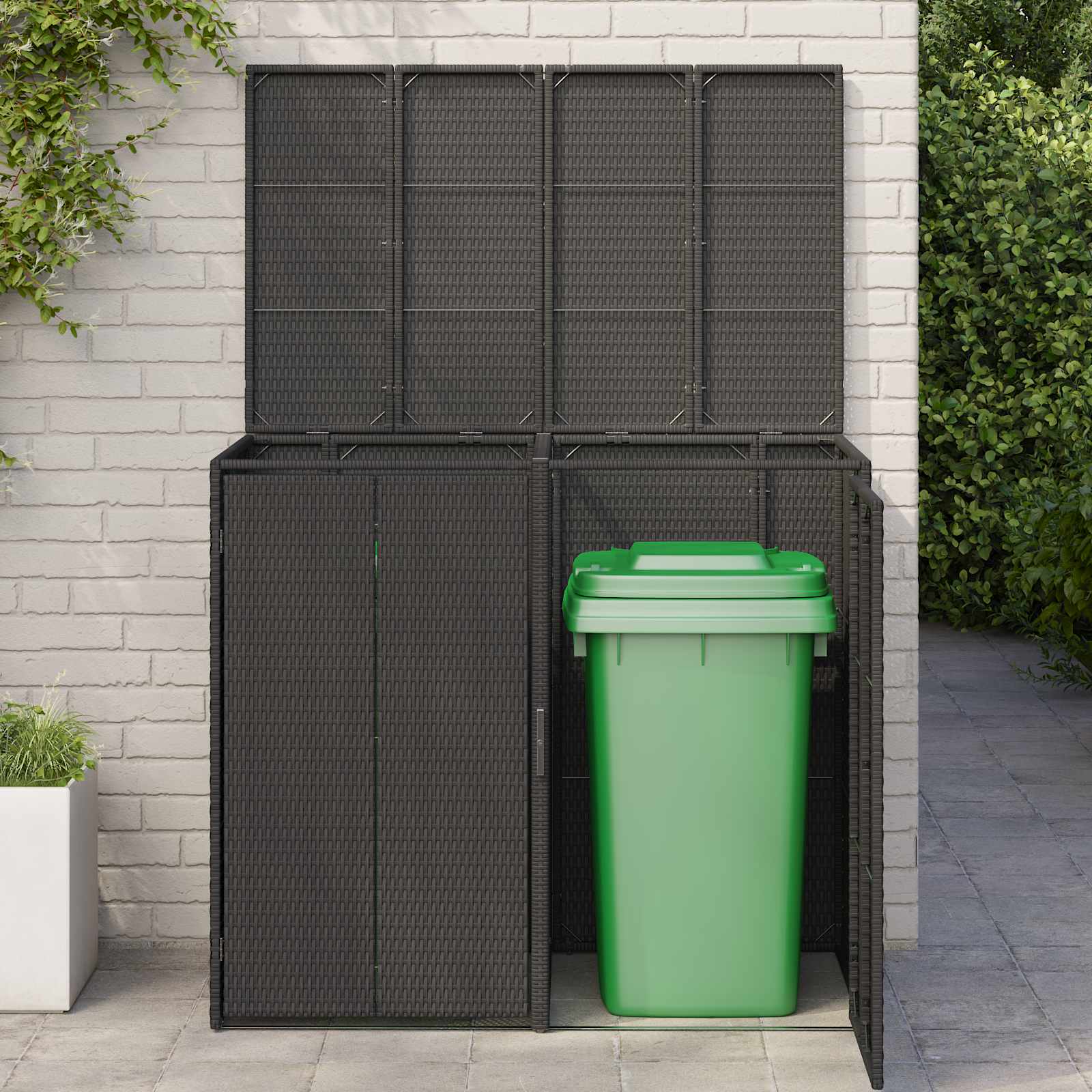 Mülltonnenbox 2 pcs Schwarz 130 x 80 x 115 cm Polyethylen