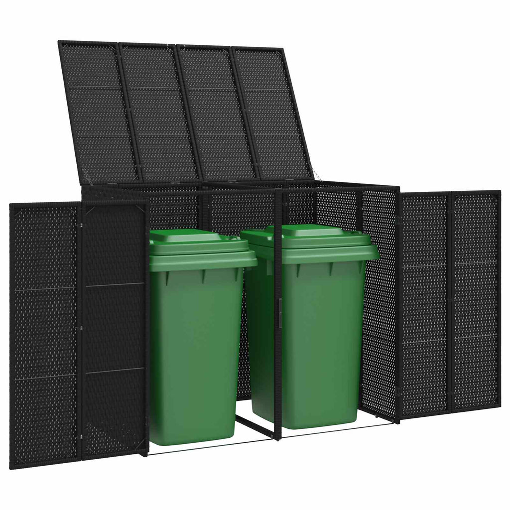 Mülltonnenbox 2 pcs Schwarz 130 x 80 x 115 cm Polyethylen