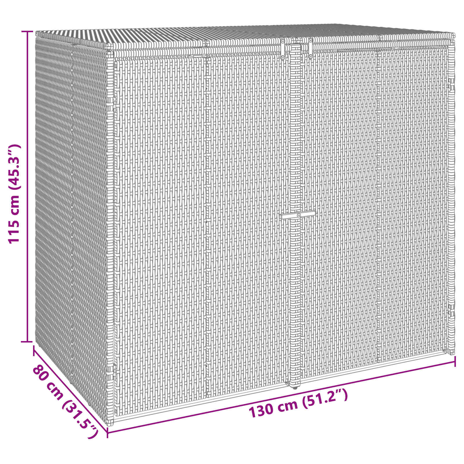Mülltonnenbox 2 pcs Schwarz 130 x 80 x 115 cm Polyethylen