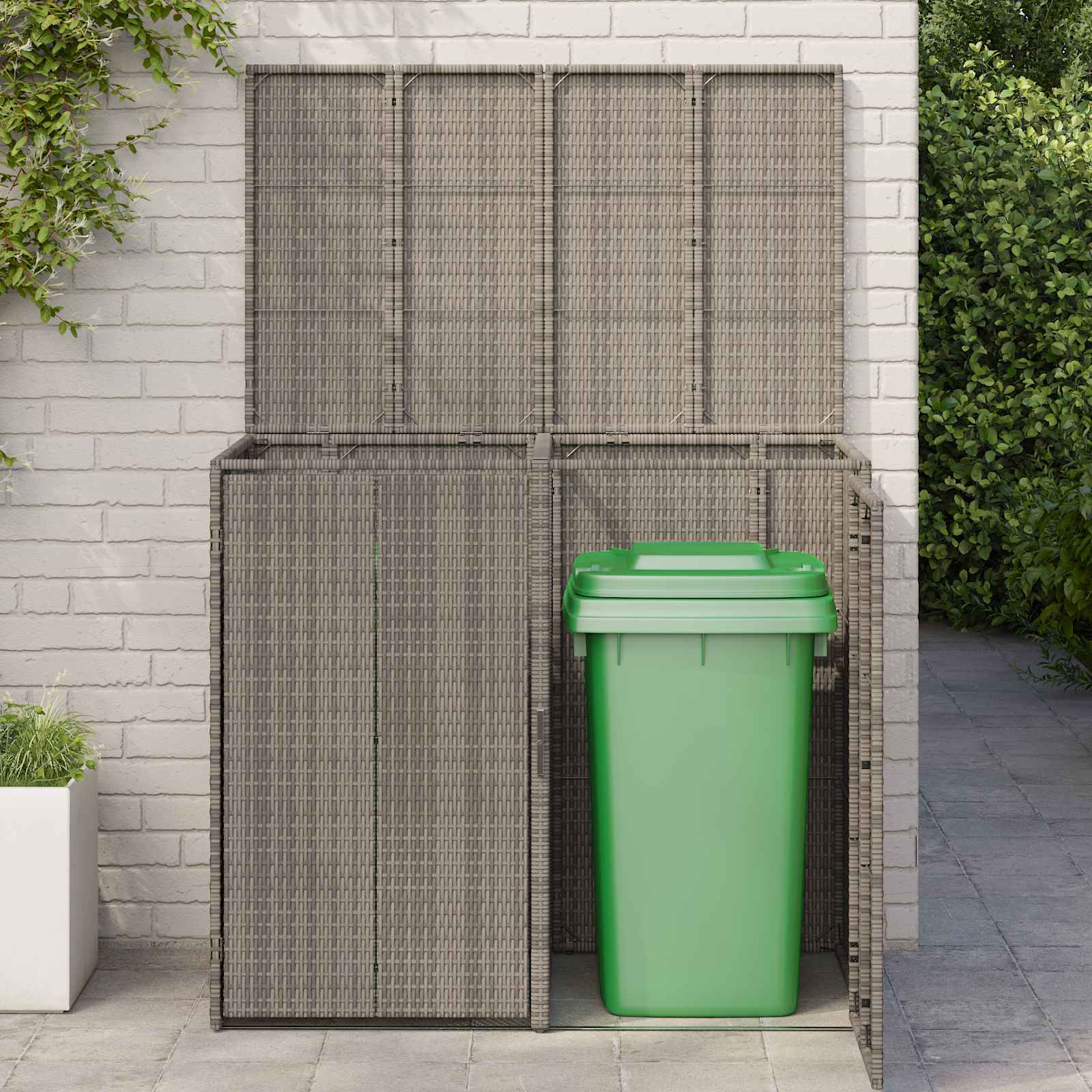 Mülltonnenbox 2 pcs Grau 130 x 80 x 115 cm Polyethylen