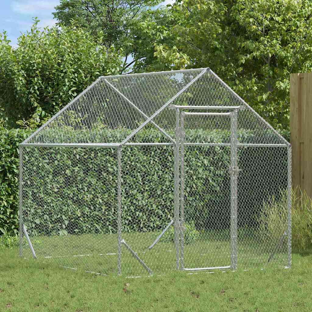 Hühnerkäfig Silber 200 x 170 x 177 cm Verzinkter Stahl