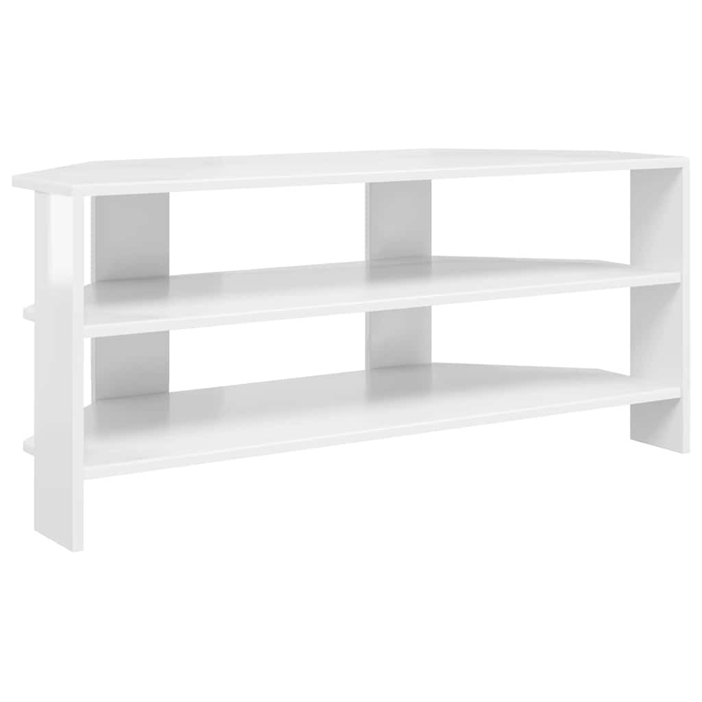 EckTVSchrank Hochglanz Weiß 102x40,5x45cm Holzwerkstoff
