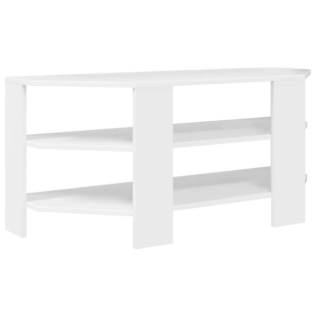 EckTVSchrank Hochglanz Weiß 102x40,5x45cm Holzwerkstoff
