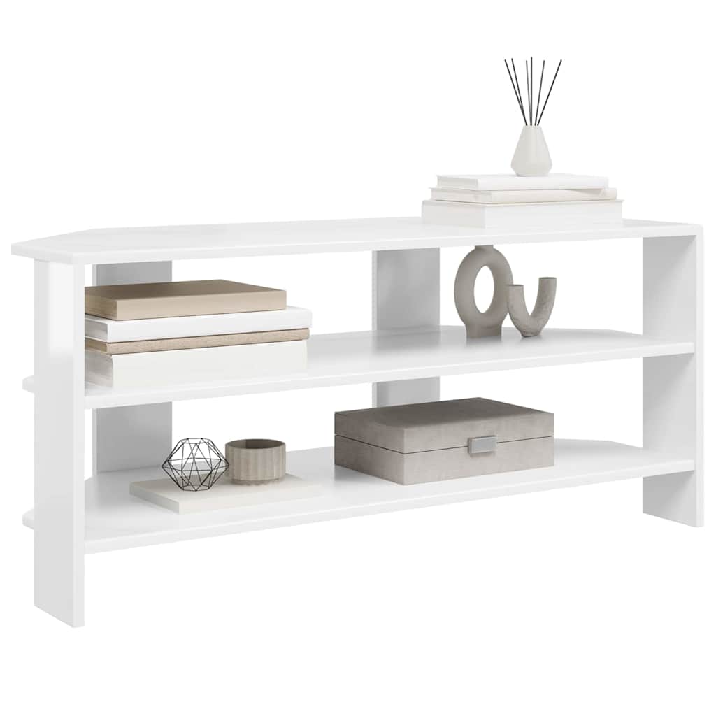 EckTVSchrank Hochglanz Weiß 102x40,5x45cm Holzwerkstoff