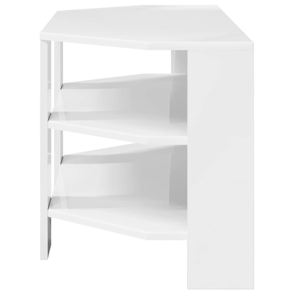 EckTVSchrank Hochglanz Weiß 102x40,5x45cm Holzwerkstoff
