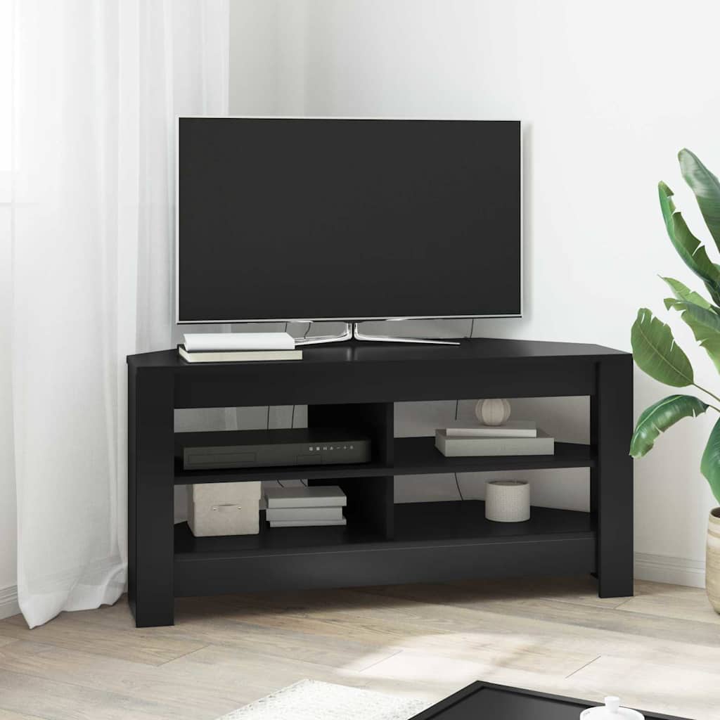 EckTVSchrank Schwarz 102 x 40,5 x 45 cm Holzwerkstoff