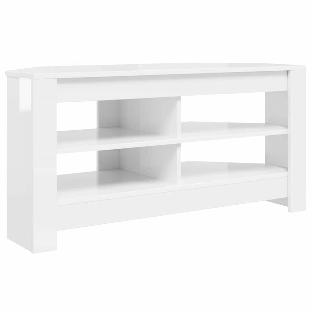 EckTVSchrank Hochglanz Weiß 102 x 40,5 x 45 cm Holzwerkstoff