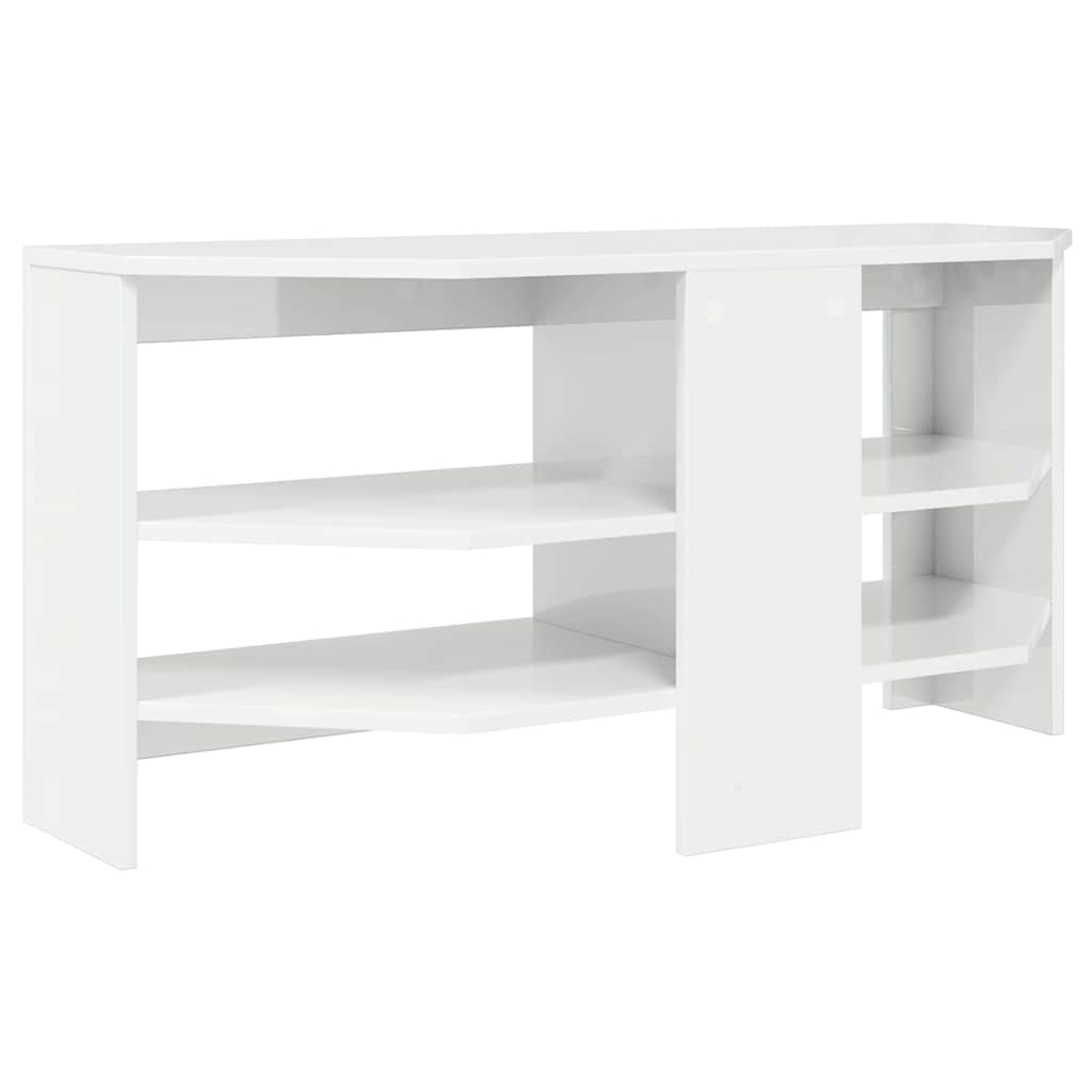 EckTVSchrank Hochglanz Weiß 102 x 40,5 x 45 cm Holzwerkstoff
