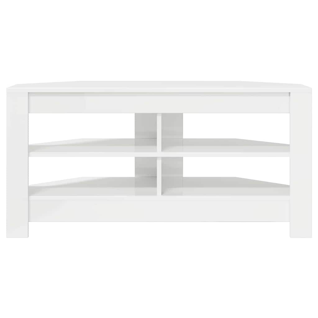 EckTVSchrank Hochglanz Weiß 102 x 40,5 x 45 cm Holzwerkstoff