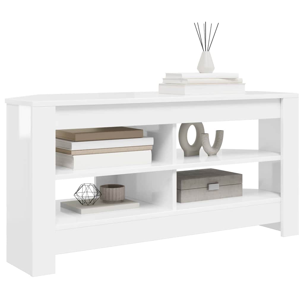 EckTVSchrank Hochglanz Weiß 102 x 40,5 x 45 cm Holzwerkstoff