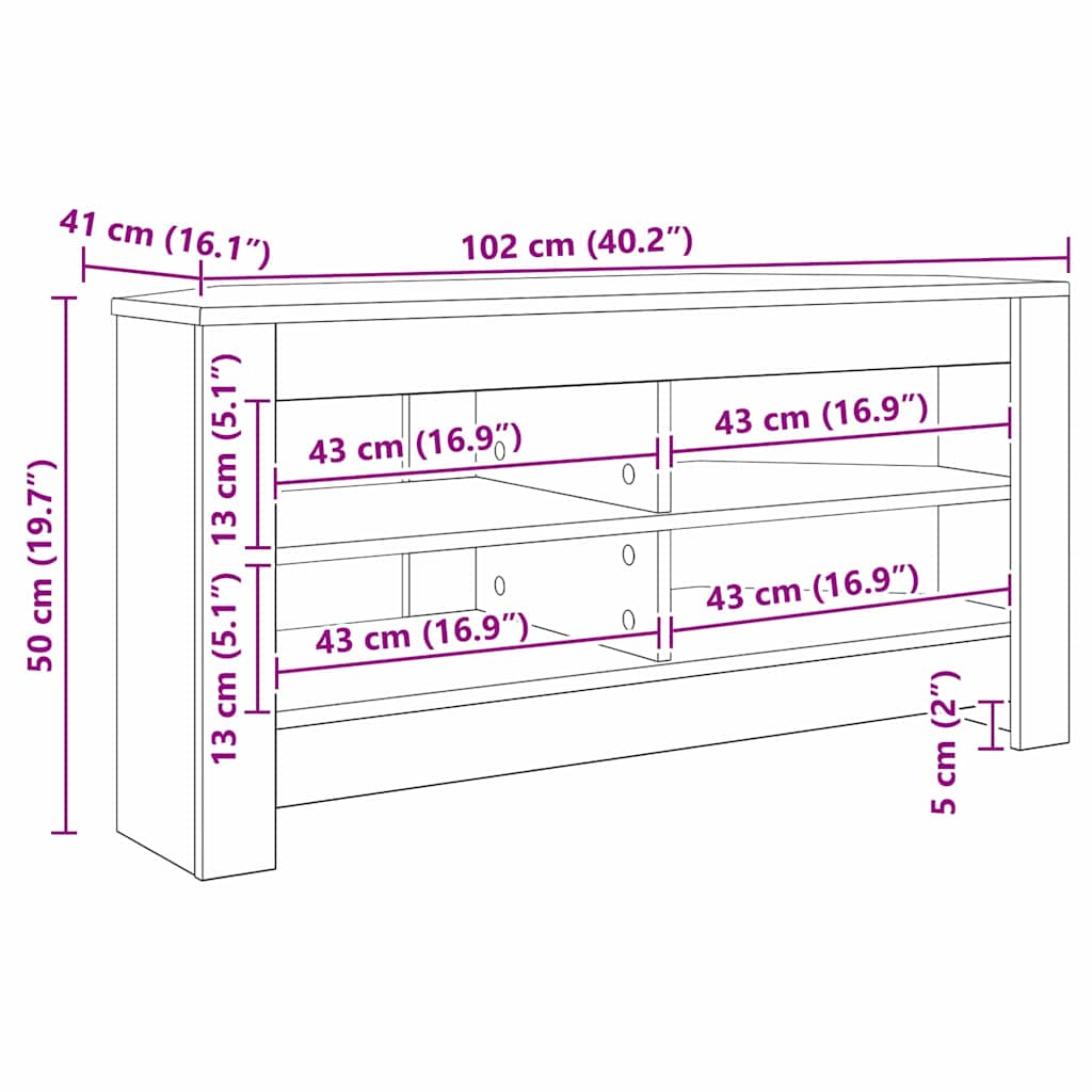 EckTVSchrank Hochglanz Weiß 102 x 40,5 x 45 cm Holzwerkstoff