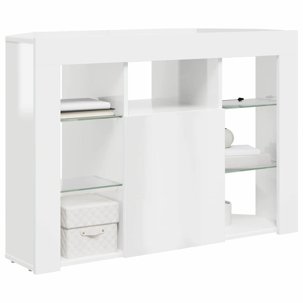 Eck-LED-TV-Schrank Hochglanz Weiß 100x40x68cm Holzwerkstoff