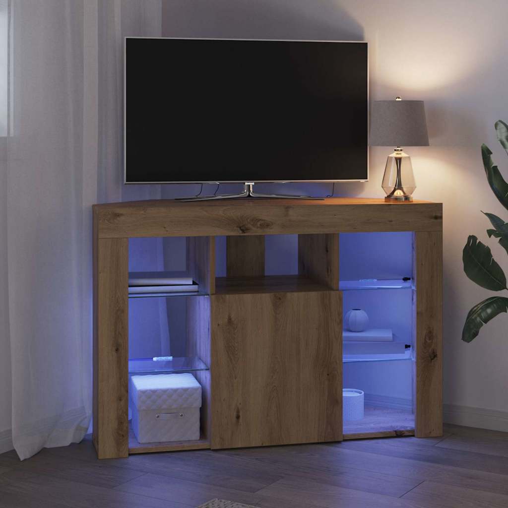 Eck-LED-TV-Schrank Artisan-Eiche 100x40x68cm Holzwerkstoff